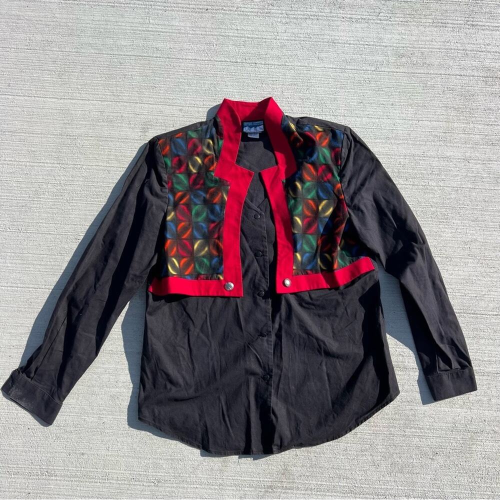 Vintage 80s 90s Cheyenne Outfitters Ladies Cape Duster Brushpopper Western Shirt